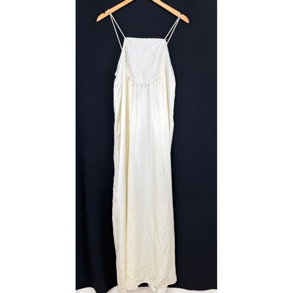 Gilligan O'Malley Satin Lace Nightgown Women Medium 12-14 Ivory Vintage Coquette